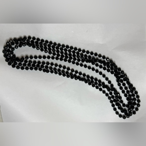 Black faceted bead necklace 90” jewelry - Picture 10 of 10